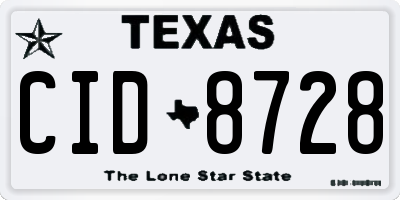 TX license plate CID8728