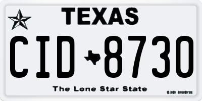 TX license plate CID8730