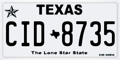 TX license plate CID8735