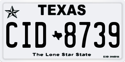 TX license plate CID8739