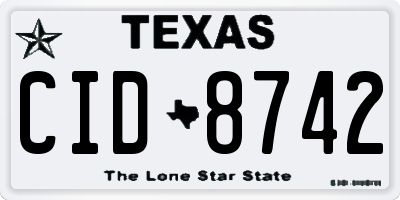 TX license plate CID8742
