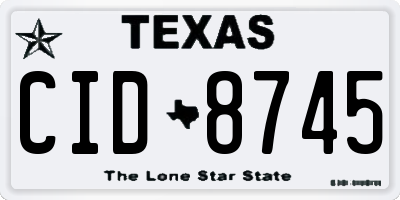 TX license plate CID8745