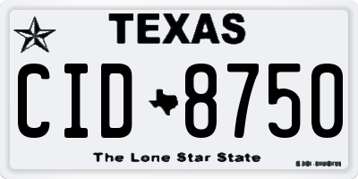 TX license plate CID8750