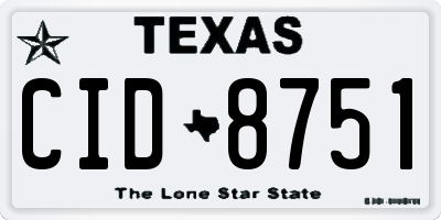 TX license plate CID8751