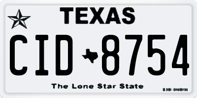 TX license plate CID8754