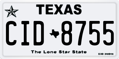 TX license plate CID8755