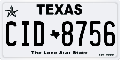 TX license plate CID8756