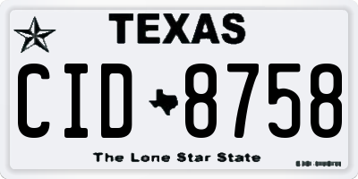 TX license plate CID8758