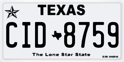 TX license plate CID8759