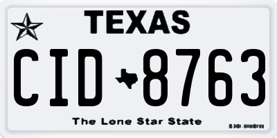 TX license plate CID8763
