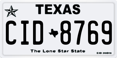 TX license plate CID8769