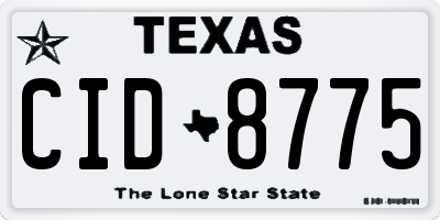 TX license plate CID8775