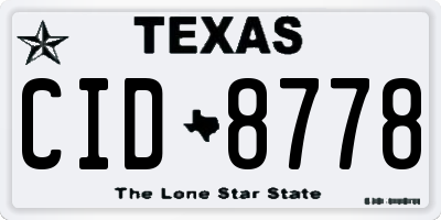 TX license plate CID8778