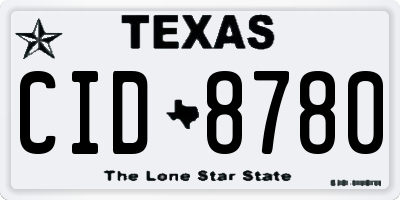 TX license plate CID8780