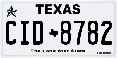 TX license plate CID8782