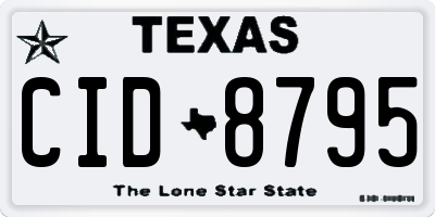 TX license plate CID8795