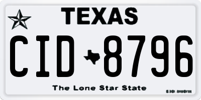 TX license plate CID8796