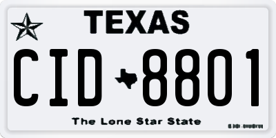 TX license plate CID8801