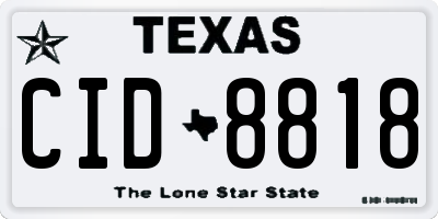 TX license plate CID8818