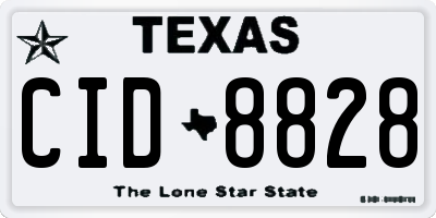 TX license plate CID8828