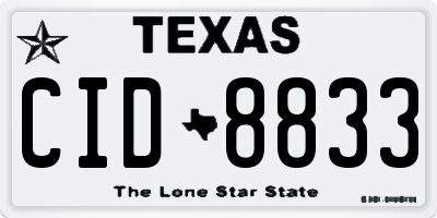 TX license plate CID8833