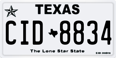 TX license plate CID8834