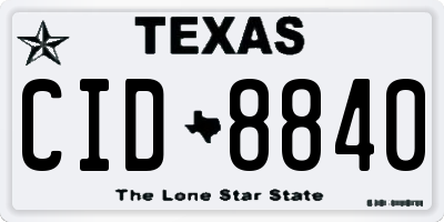 TX license plate CID8840