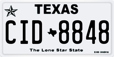 TX license plate CID8848