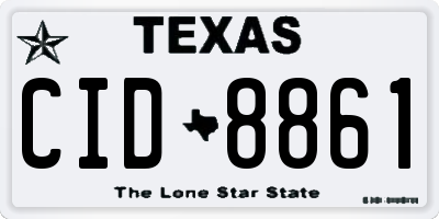 TX license plate CID8861