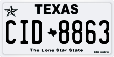 TX license plate CID8863