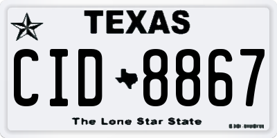 TX license plate CID8867