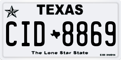 TX license plate CID8869