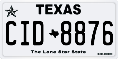 TX license plate CID8876
