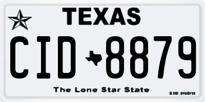 TX license plate CID8879