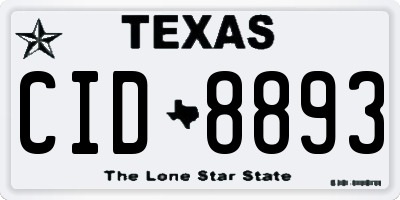 TX license plate CID8893