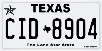 TX license plate CID8904