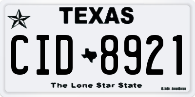 TX license plate CID8921