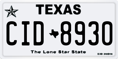 TX license plate CID8930