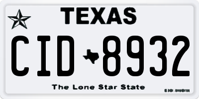 TX license plate CID8932