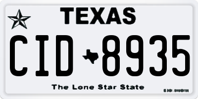 TX license plate CID8935