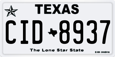 TX license plate CID8937