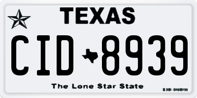 TX license plate CID8939