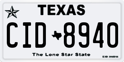 TX license plate CID8940