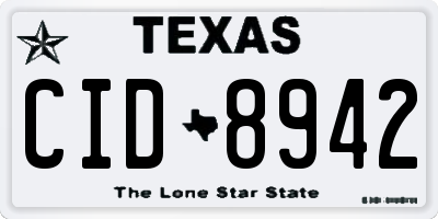 TX license plate CID8942