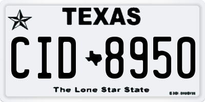 TX license plate CID8950