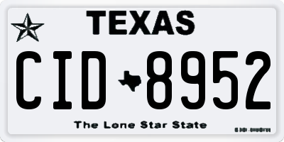 TX license plate CID8952