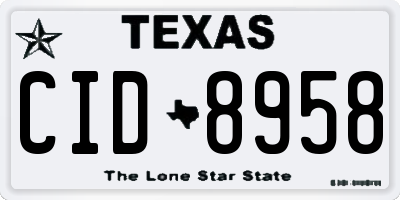 TX license plate CID8958