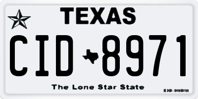 TX license plate CID8971