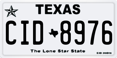 TX license plate CID8976