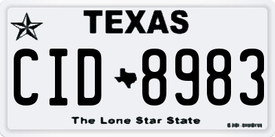 TX license plate CID8983
